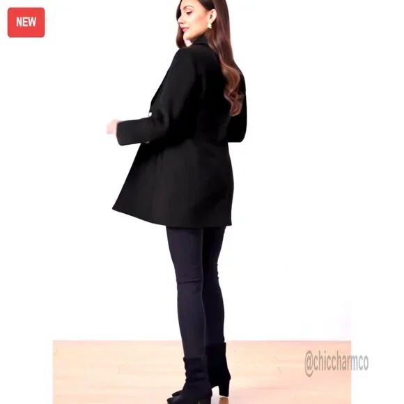 Women's Wool Pea Coat Notched Collar Single Breasted Winter Outerwear